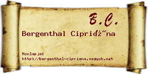 Bergenthal Cipriána névjegykártya